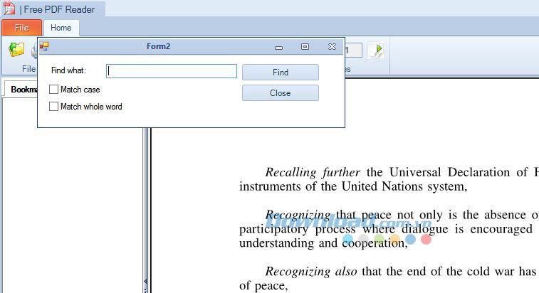 Tìm kiếm từ trong Free PDF Reader