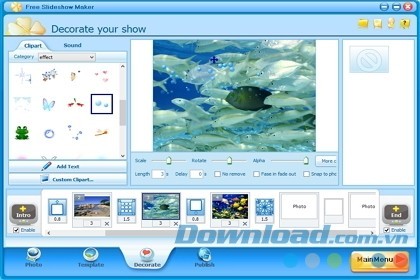 Free Slideshow Maker trang trí slide trình chiếu ảnh