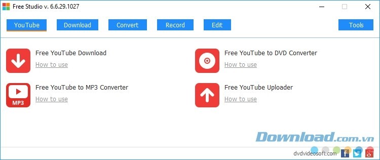 Một điểm nổi bật của Free Studio là có giao diện thiết kế độc đáo nhưng đơn giản