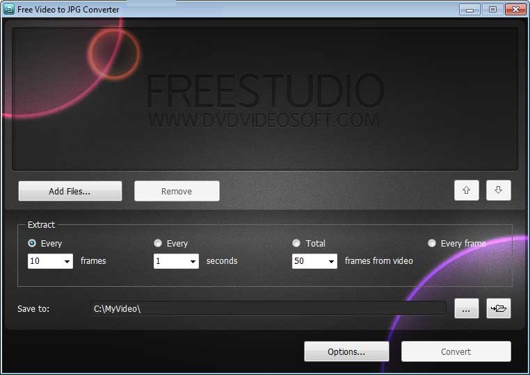 Giao diện Free Video to JPG Converter