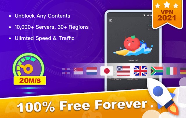 Free VPN Tomato là app VPN bảo mật và hoàn toàn miễn phí