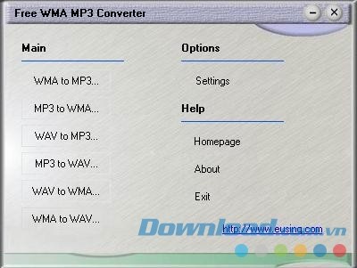 Phần mềm chuyển đổi âm thanh miễn phí Free WMA MP3 Converter