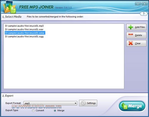 Free WMA WAV MP3 Joiner