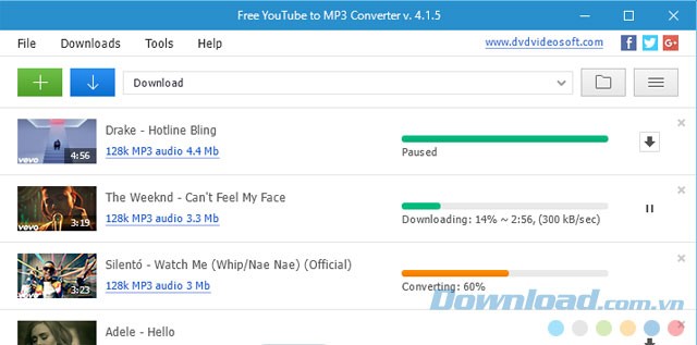 Giao diện Free YouTube to MP3 Converter