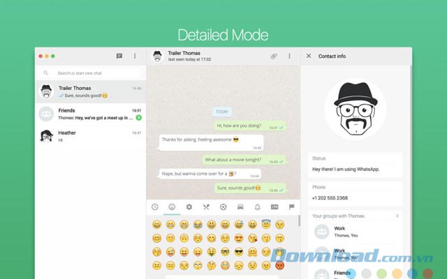 Giao diện ứng dụng FreeChat for WhatsApp