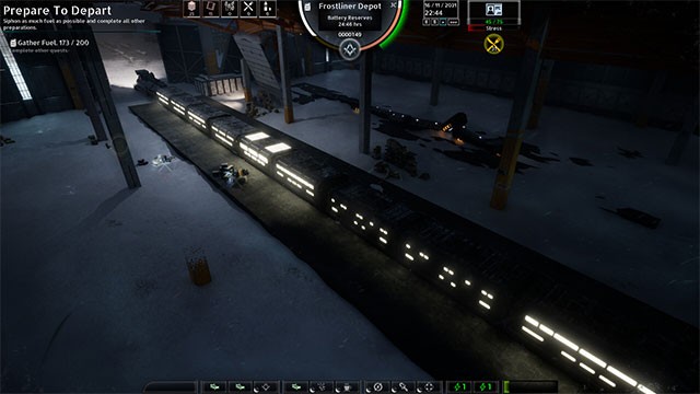 Game Frostliner nổi bật với góc nhìn top-down và tông màu đen trắng u ám