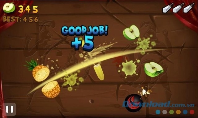 Fruit Slice cho Android cũng có những trái bom nổ khiến bạn mất điểm nghiêm trọng