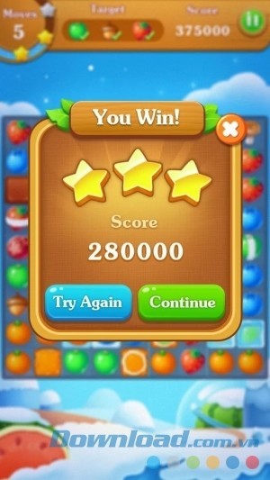 Bảng điểm trên Fruits Bomb cho Android