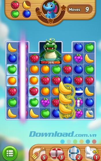 Nối 3 loại quả với nhau để ghi điểm