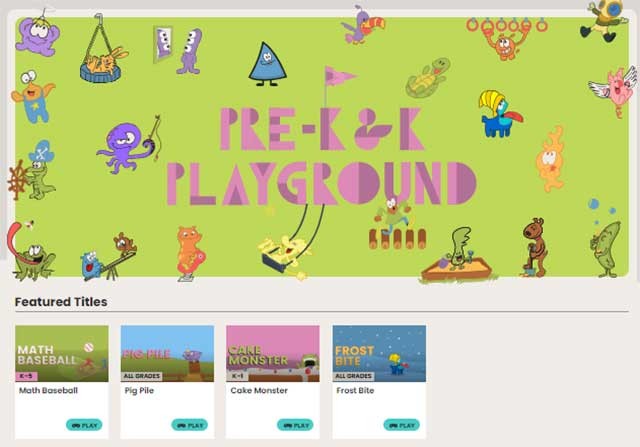 Mục Playground có nhiều game và hoạt động sáng tạo dành cho trẻ nhỏ