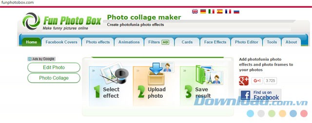 Giao diện chính của Fun Photo Box