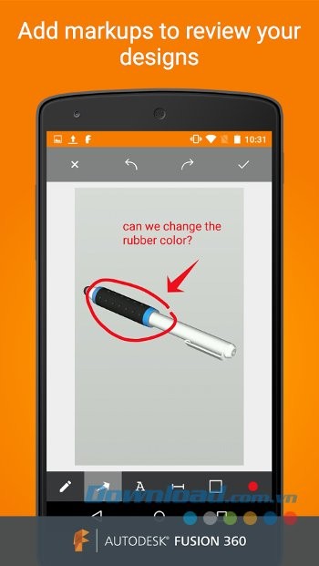 Tính năng đánh dấu hữu ích của Fusion 360 for Android