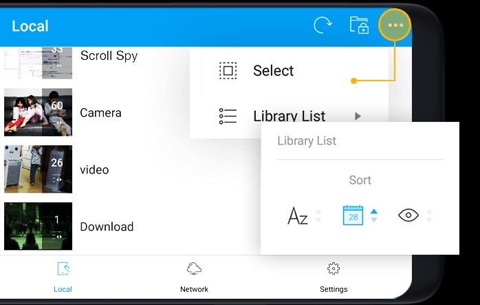FX Player cho Android phân loại danh sách bài hát theo thư mục dễ tìm