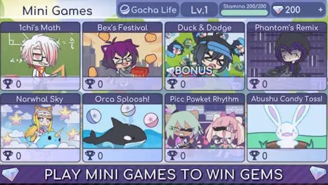 Chơi các mini game để nhận đá quý