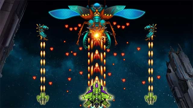 Game Galaxy Sky Shooting có hơn 100 màn chơi đầy ắp kẻ thù để bạn thỏa sức xả súng