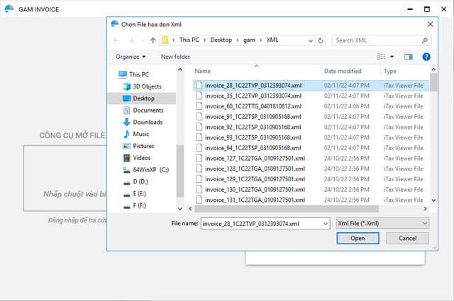 Đọc, xử lý hóa đơn điện tử trên Gam Invoice