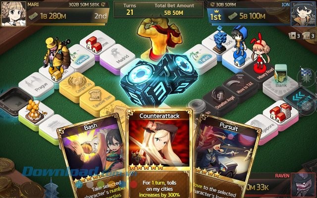 Sự kết hợp của yếu tố thẻ bài và lối chơi cờ tỷ phú trong Game of Dice