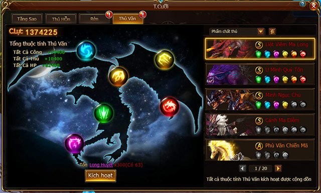 Hệ thống Thú Văn trong Game of Dragons