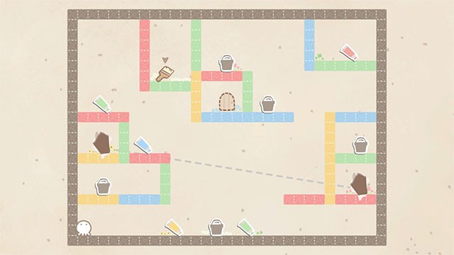 Điều khiển bạch tuộc Moonie đi qua các bản đồ bằng cách giải đố và vẽ hình