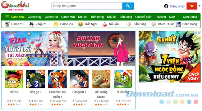 Cổng game trực tuyến Gamevui.vn