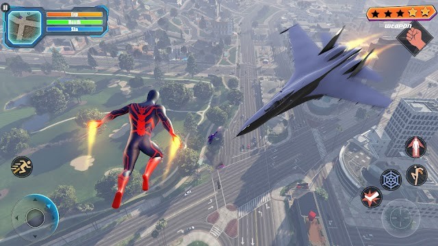 Gangster Crime: Rope Hero City cho bạn trở thành anh hùng người nhện, chiến đấu trong thành phố tội phạm