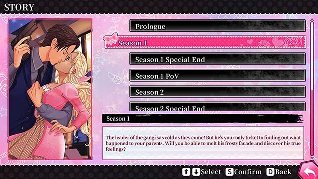 Gangsters in Love là Visual Novel với nhiều lựa chọn và kết thúc