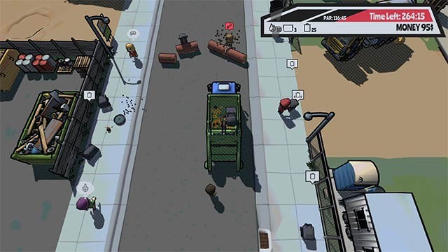 Garbage Crew! là party game dành cho 4 người, nhấn mạnh vào tốc độ và phản xạ nhanh