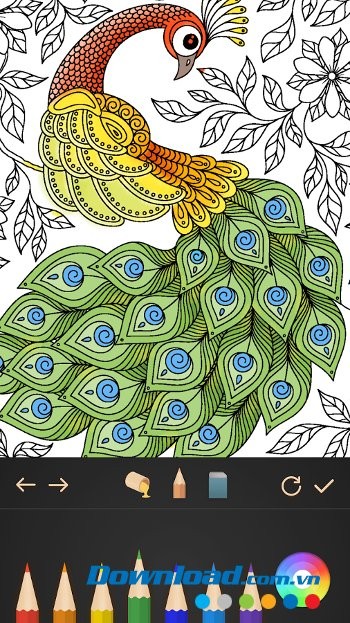 Garden Coloring Book gồm nhiều bút chì màu