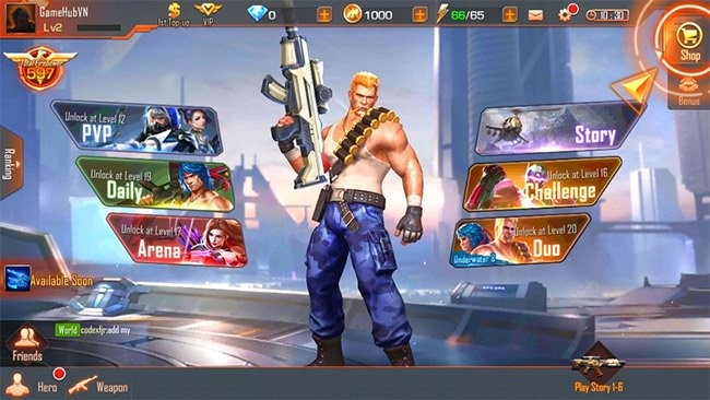 Giao diện game bắn súng Contra Return