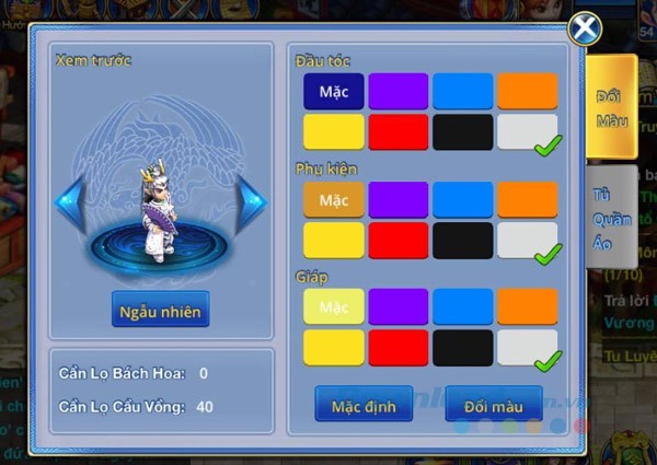 Đổi màu nhân vật