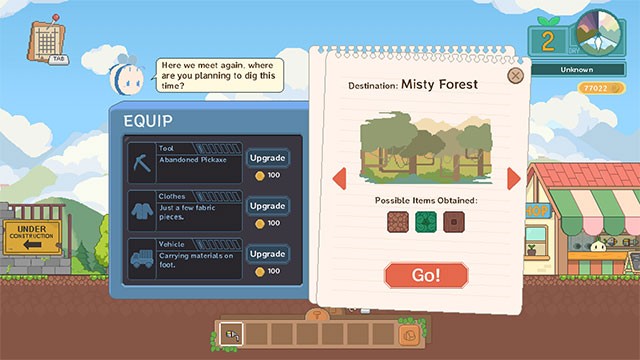 Nâng cấp công cụ, đồ bảo hộ, phương tiện... để mở khóa khu vực mới trong Garlic Builder game