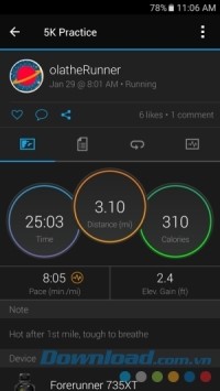 Garmin Connect Mobile cho Android tính toán hiệu quả buổi tập