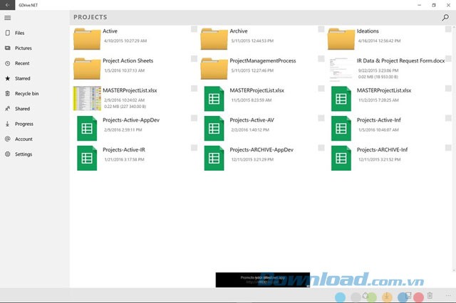Giao diện ứng dụng GDrive.NET