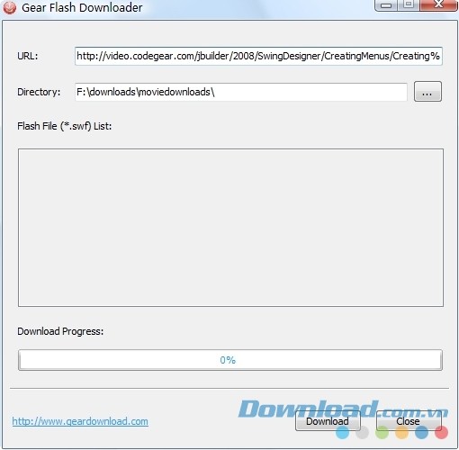 Giao diện Gear Flash Downloader