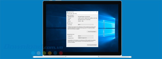 Giao diện chính của ứng dụng kiểm tra phần cứng Geekbench 4