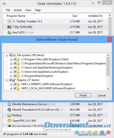 Geek Uninstaller gỡ bỏ hoàn toàn các chương trình không mong muốn