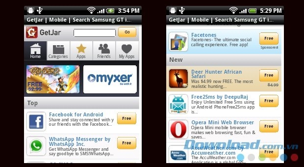 GetJar sở hữu kho ứng dụng mobile miễn phí đa nền tảng