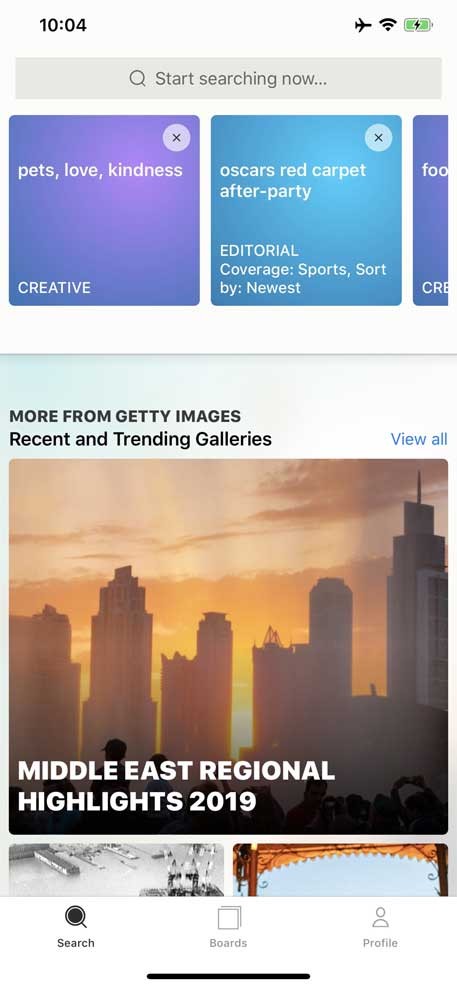 Giao diện Getty Images cho iOS