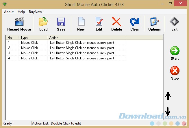 Giao diện chính của Ghost Mouse Auto Clicker