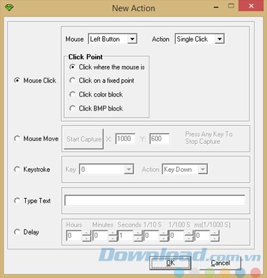 Chọn hành động muốn thực hiện