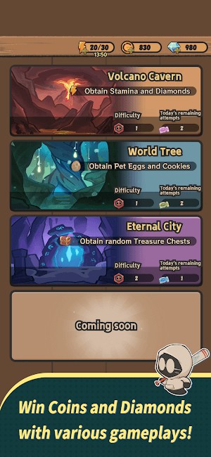 Kiếm xu và kim cương qua nhiều gameplay đa dạng