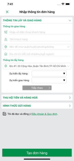 Nhập mã giao hàng