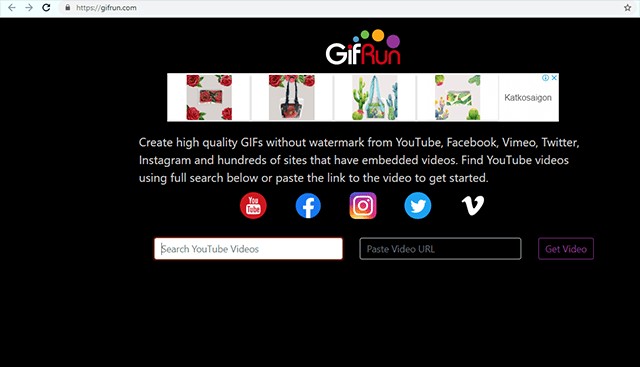 Giao diện chính của phần mềm tạo ảnh động từ video - GIFRun