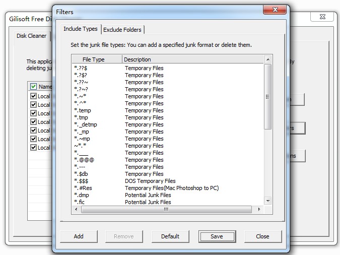 Danh sách file rác có thể quét và loại bỏ với Free Disk Cleaner
