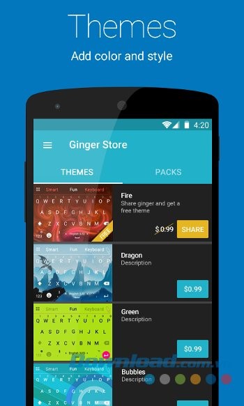 Thay đổi chủ đề mong muốn với Ginger Keyboard