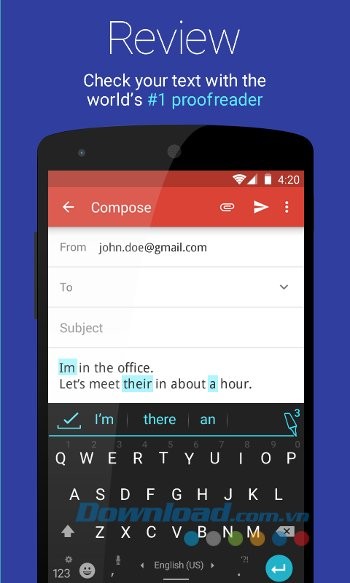 Xem lại nội dung đã nhập với Ginger Keyboard