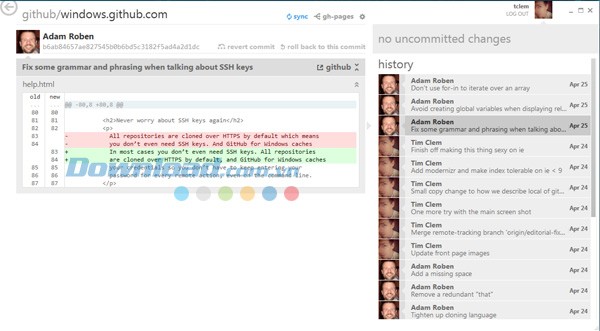 Giao diện chính của ứng dụng quản lý mã nguồn phần mềm theo mô hình SVN GitHub