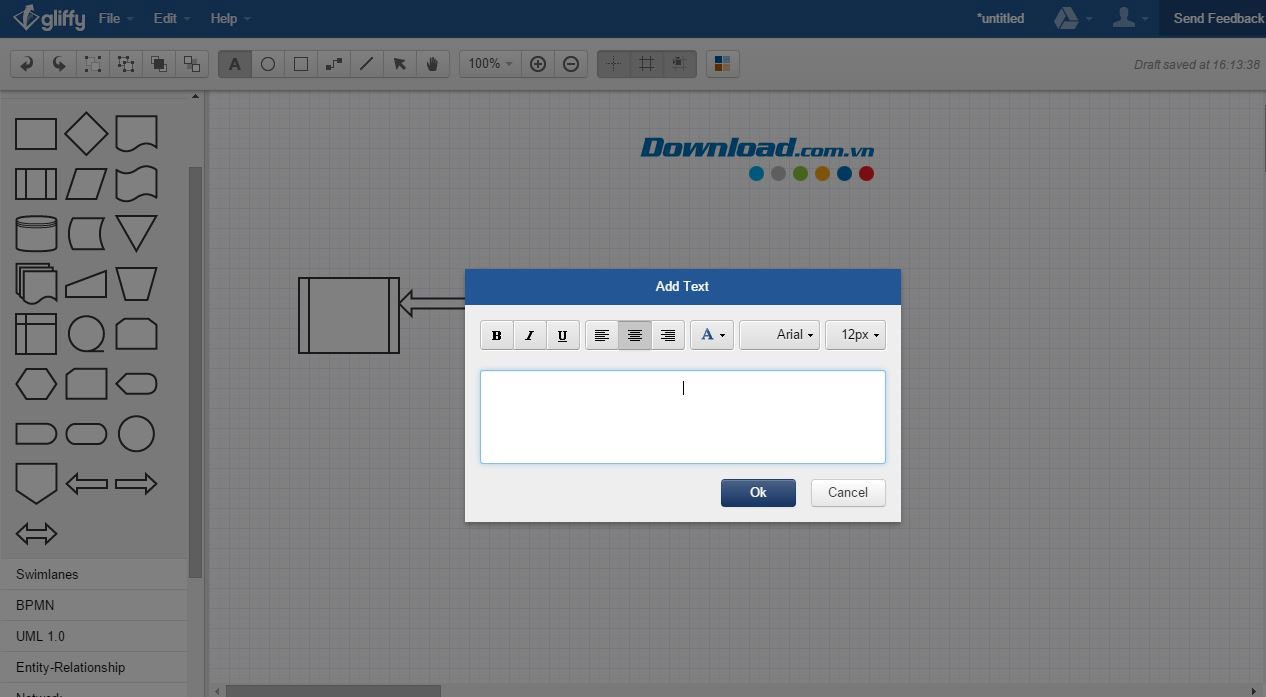 Chèn văn bản trong Gliffy Diagrams