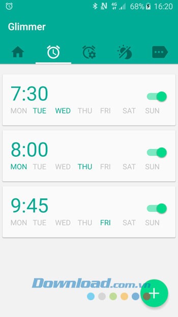 Thiết lập thời gian báo thức trên ứng dụng