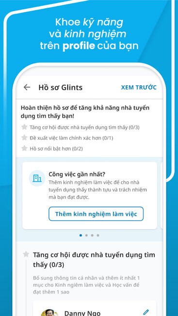 Khoe kỹ năng trên profile